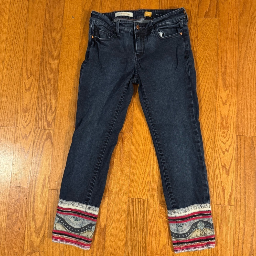 Pilcro And The Letterpress Women's Cropped Jeans with Colorful Cuff Size 27